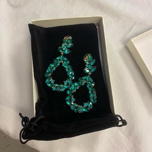 Large green pageant prom Earrings